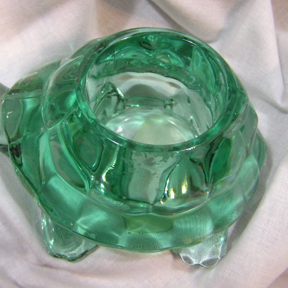 Green Glass Turtle Votive holder - Picture 4 of 7